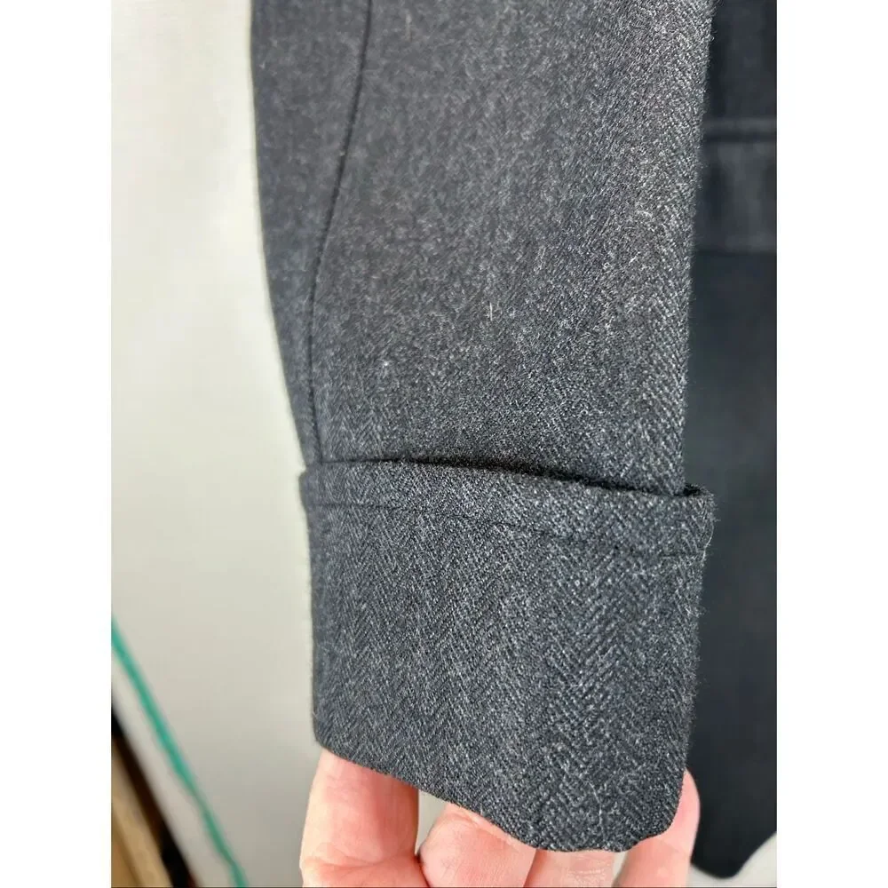 Vintage Charcoal Wool Overcoat Tailored Long Coat Classic Minimalist 44R